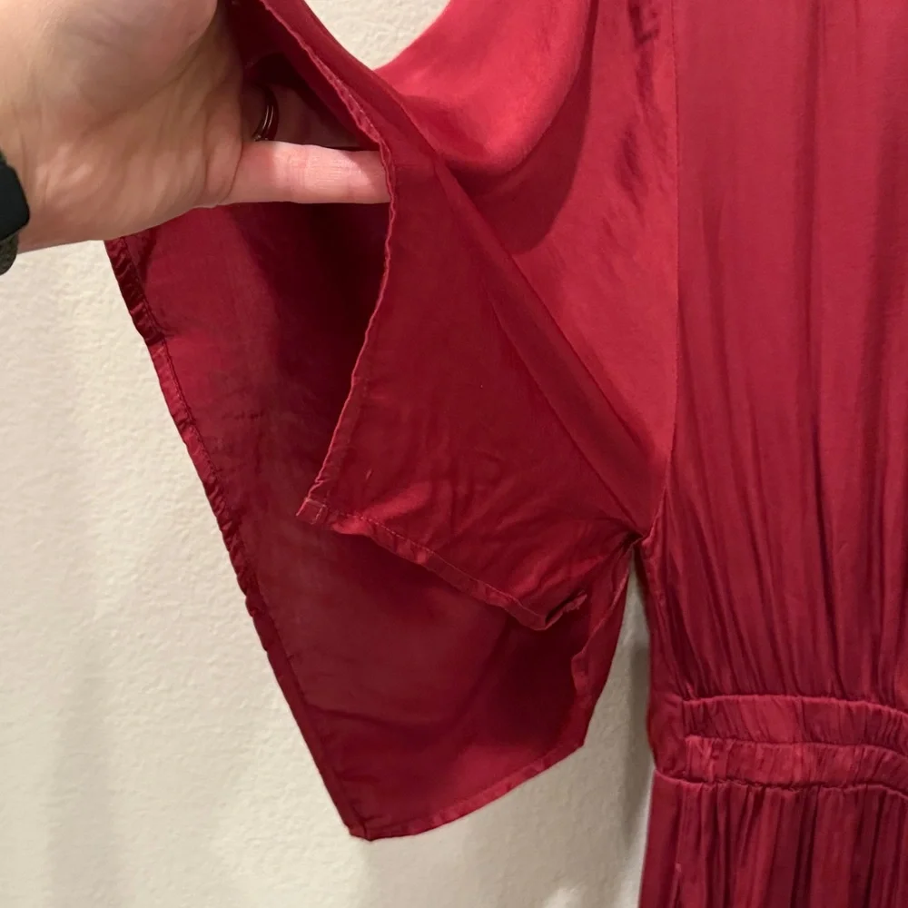 NWT Free People Young Fabulous‎ and Broke Rose Tie-Front Satin Jumpsuit Size M